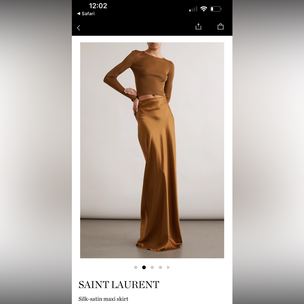 NWT YSL Saint Laurent Copper Silk Maxi Skirt